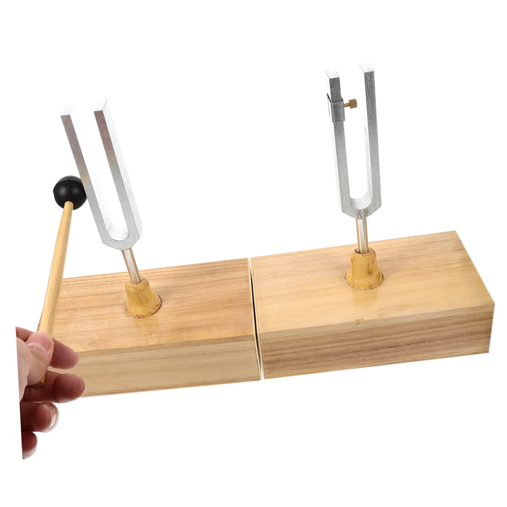 Stimmgabeln 440hz 1 Satz für Physikalisch Akustische Experimente | Holzsockel und Hammer, Metallausführung für Lehrzwecke, Stabile Positionierung