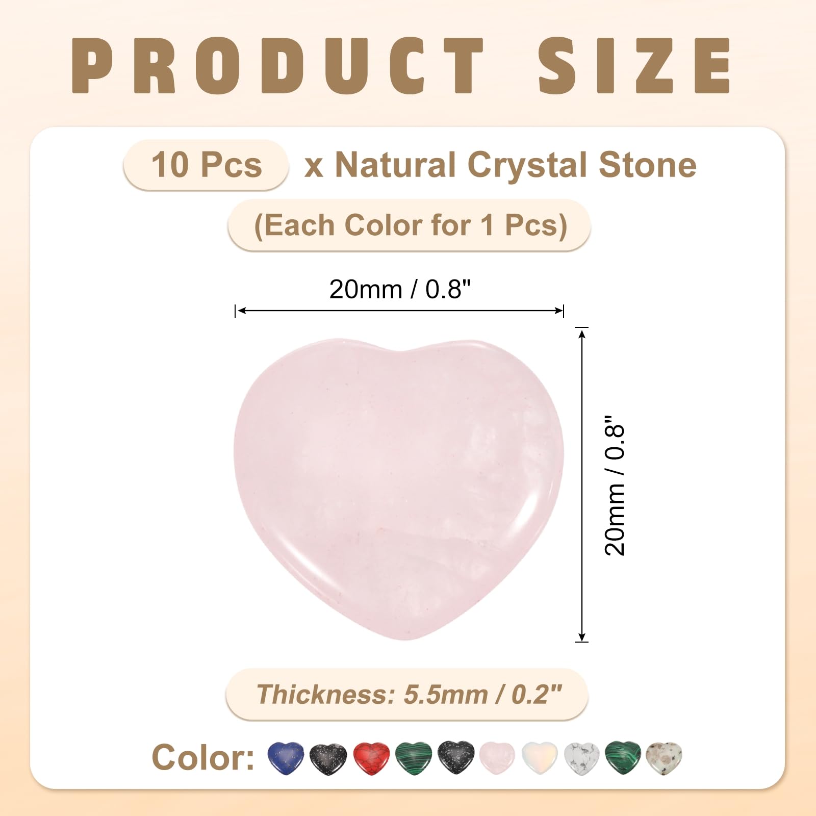 PATIKIL 10Pcs Natural Heart Shaped Crystal Stone, 0.8" Polished Love Gemstone Crystal - Image 2