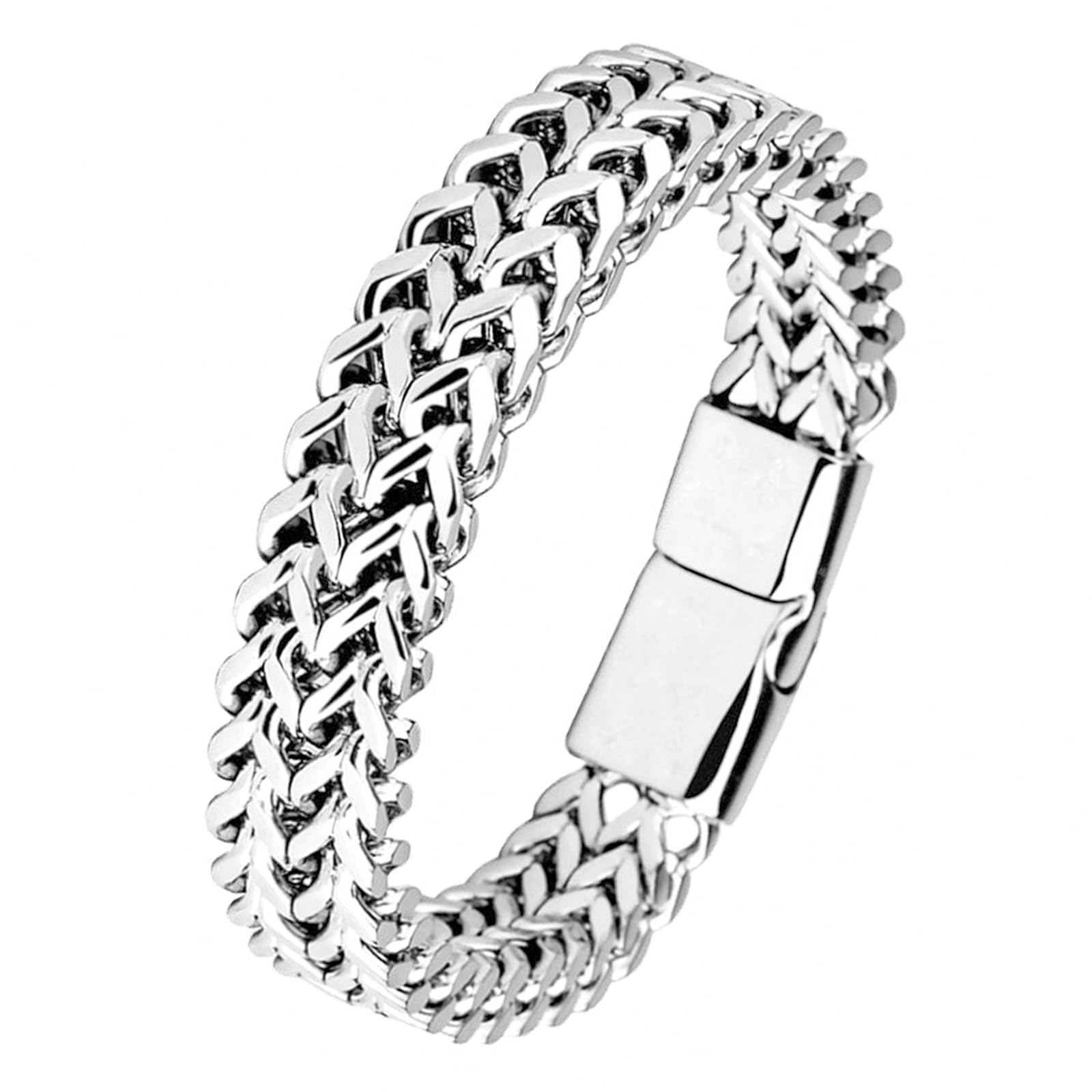 Mochity Pulsera Hombre Acero 21cm, Pulsera Hombre Plata 13mm, Pulsera Acero Inoxidable Hombre, Pulseras Plata Acero Hombre, Joyeria Hombre, Regalos Hombre, Brazalete Hombre