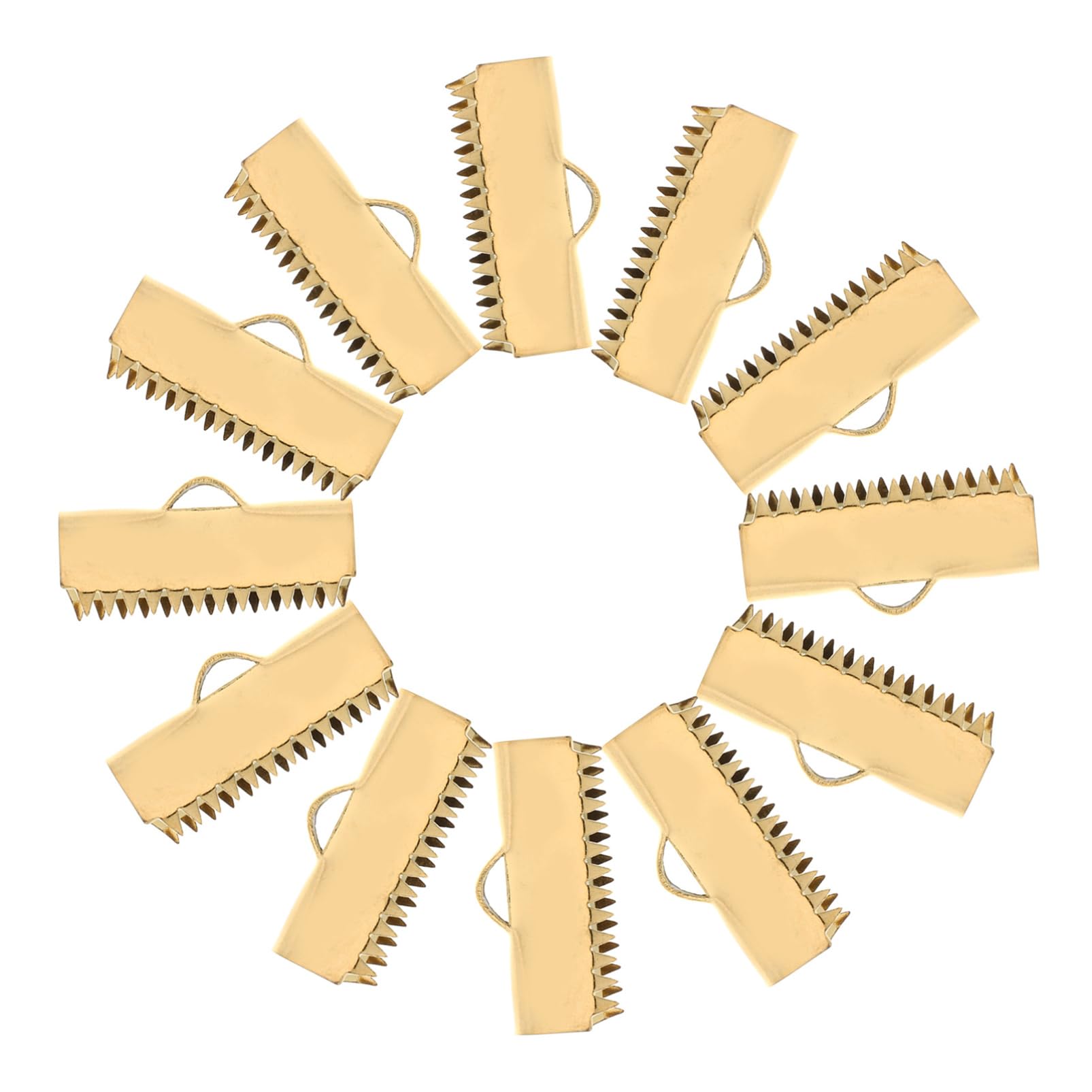 DOITOOL 20pcs Golden Ribbon Clamp Crimps for Jewelry Making Stylish Cord End Caps for Leather Necklaces Bracelets User Friendly Findings for DIY Projects