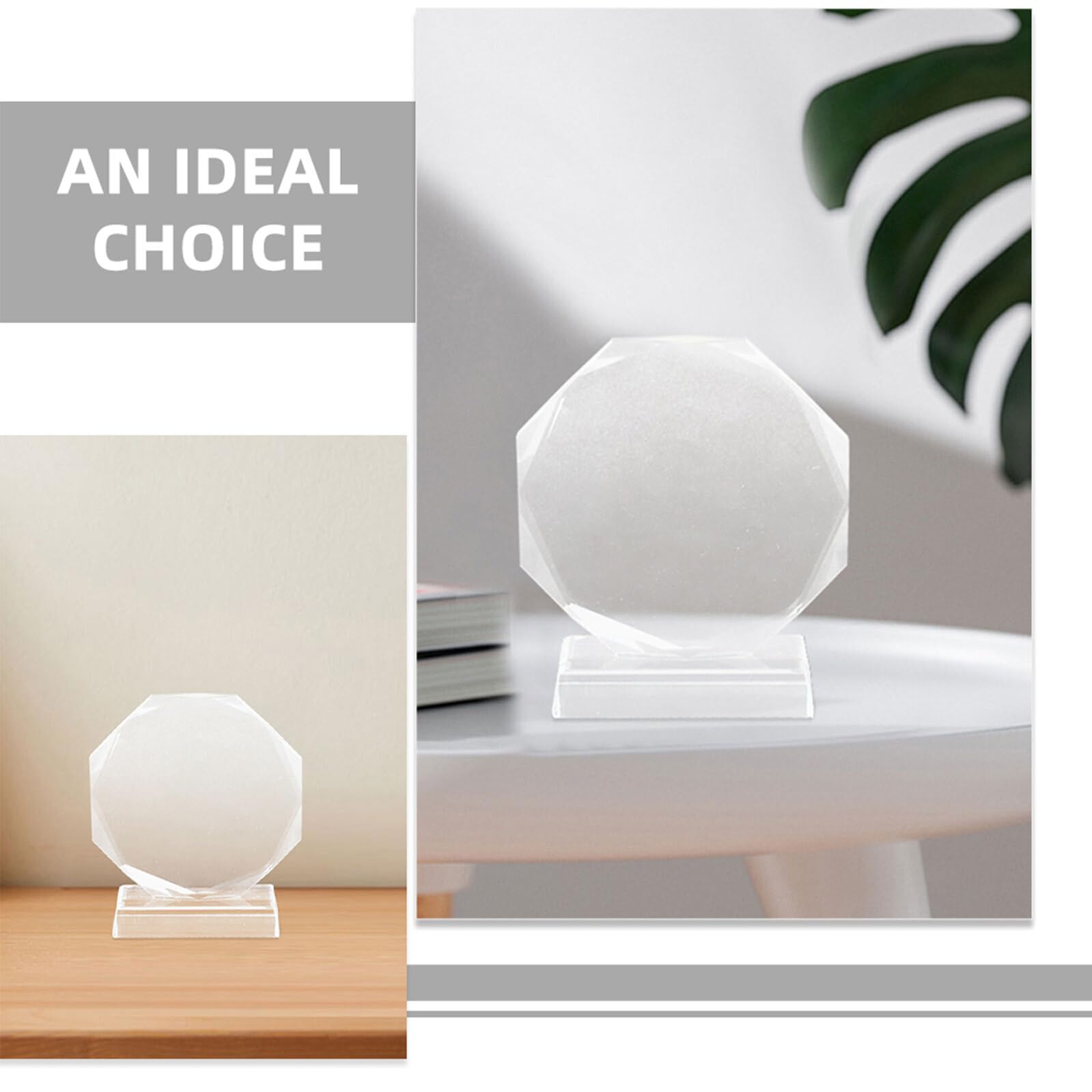 PRETYZOOM Trofeo de Cristal Octogonal Transparente 180 Mm, Adorno de Trofeo en Blanco para Premios de Logros y Reconocimientos, Placa de Premio para Eventos Deportivos y Empresariales