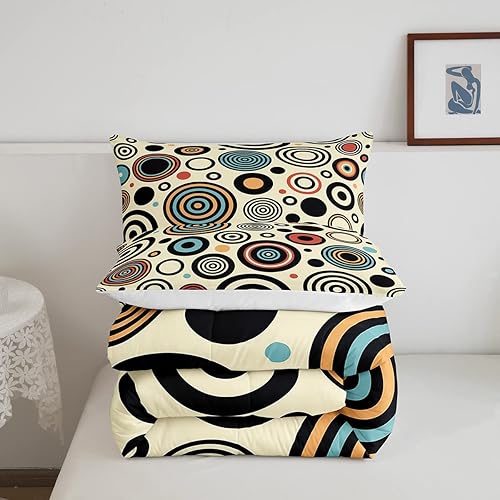 Miniatura 5 de Edredón retro Groovy con patrón geométrico abstracto de círculo, ropa de cama tamaño King para adultos, mujeres y niñas, bohemio, años 70, 80,