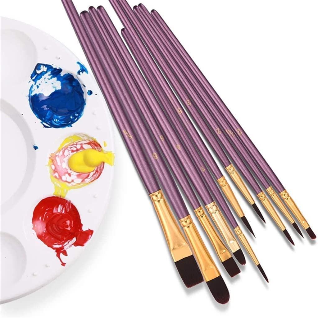 XBTGS Juego de 10 pinceles de pintura para acrílico, óleo, acuarela, artista, kits de pintura profesional, juegos de pinceles,