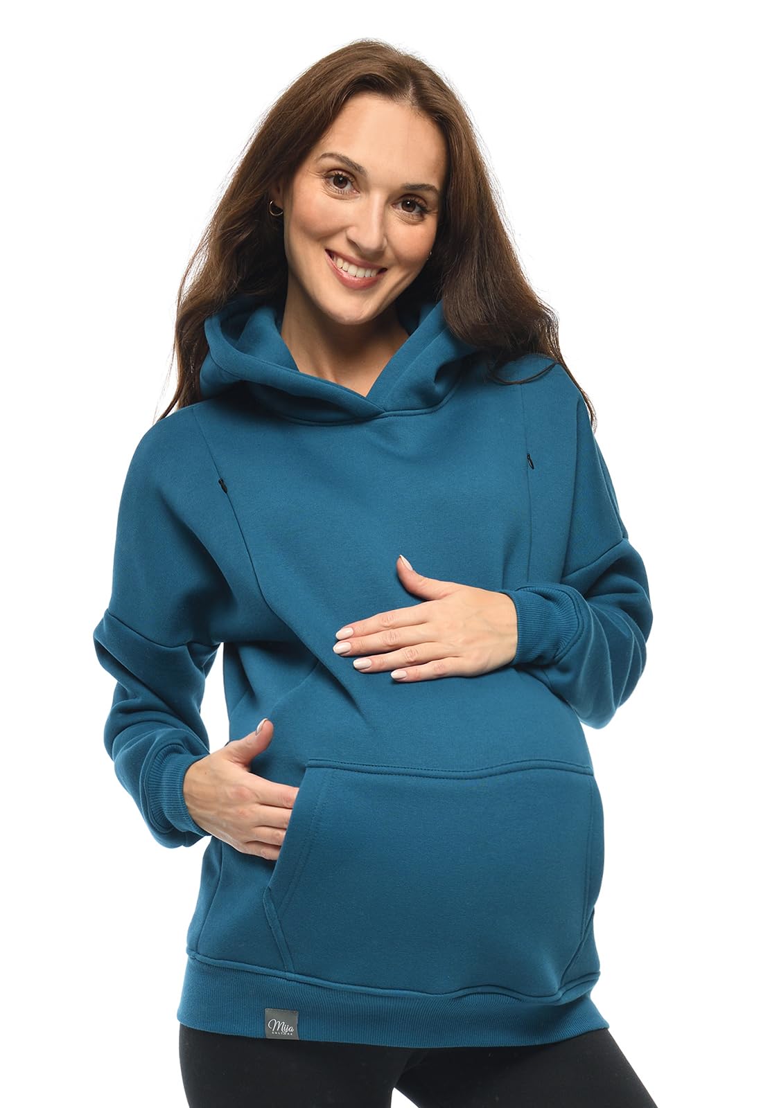 MijaCulture Moda ciążowa 2 w 1 sweter do karmienia i sweter ciążowy top do karmienia Molly M001 (M, petrol)