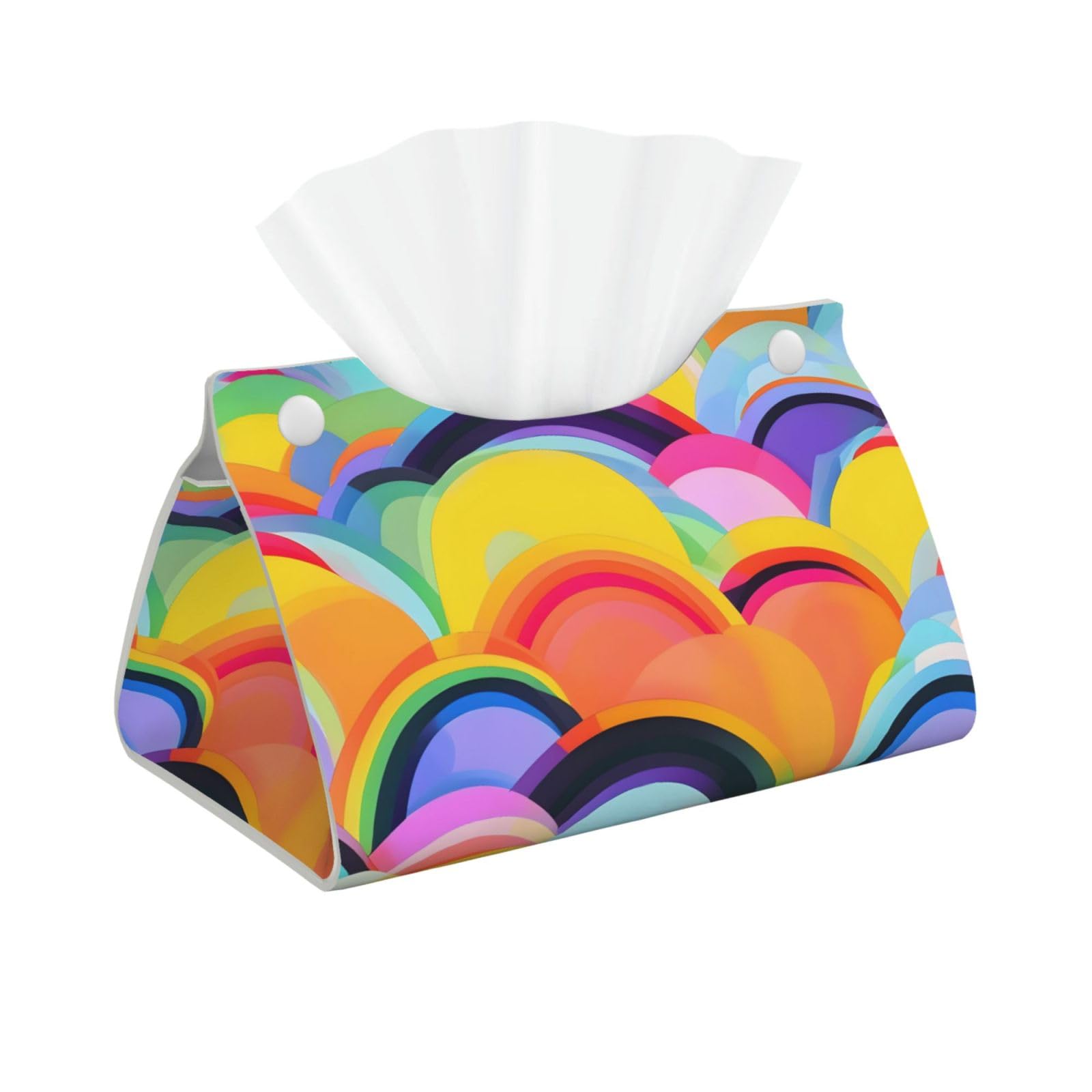 Rainbow Pattern Print Long Tissue Box Cover Tissue Dispenser Box For Living Room, Office, Car, Bathroom