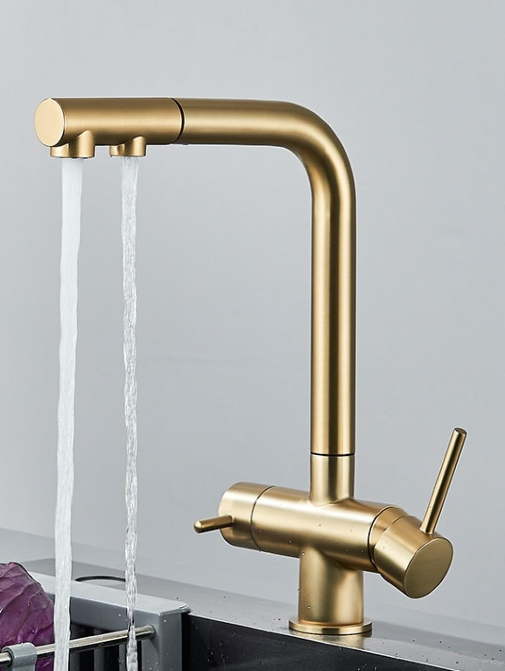 BHFPFZA Brush d Kitchen Pull Out Spray Tap - 360° Rotating Water Filter Mixer with Dual Sprayer for Vessel Sink - pe A Drinking Water Faucet