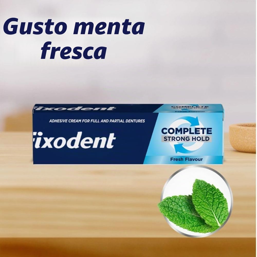 Fixodent Set di 3 creme adesive complete per protesi dentarie 47 g – Sapore di menta fresca – Tenuta e comfort per tutto il giorno – Giunto solido per protesi dentarie complete e