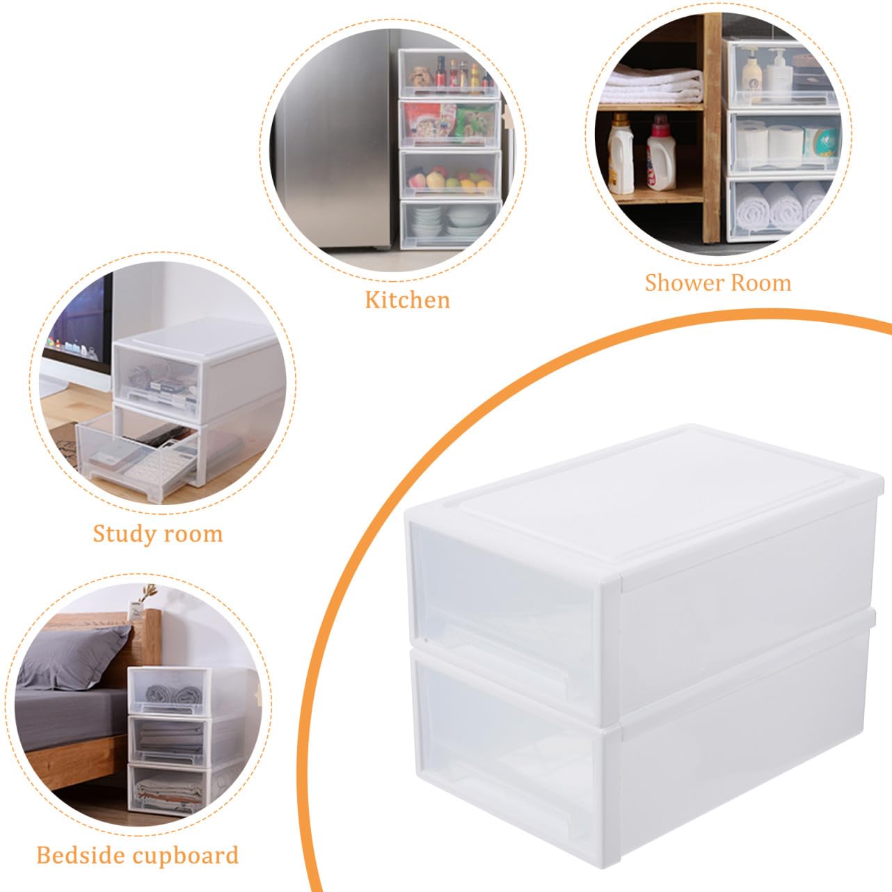 2 pezzi Scatole Organizer Trasparenti in Plastica Contenitori per Scarpe e Vestiti Organizer Armadio Compatto e Ventilato Facili da Pulire e Impilabili