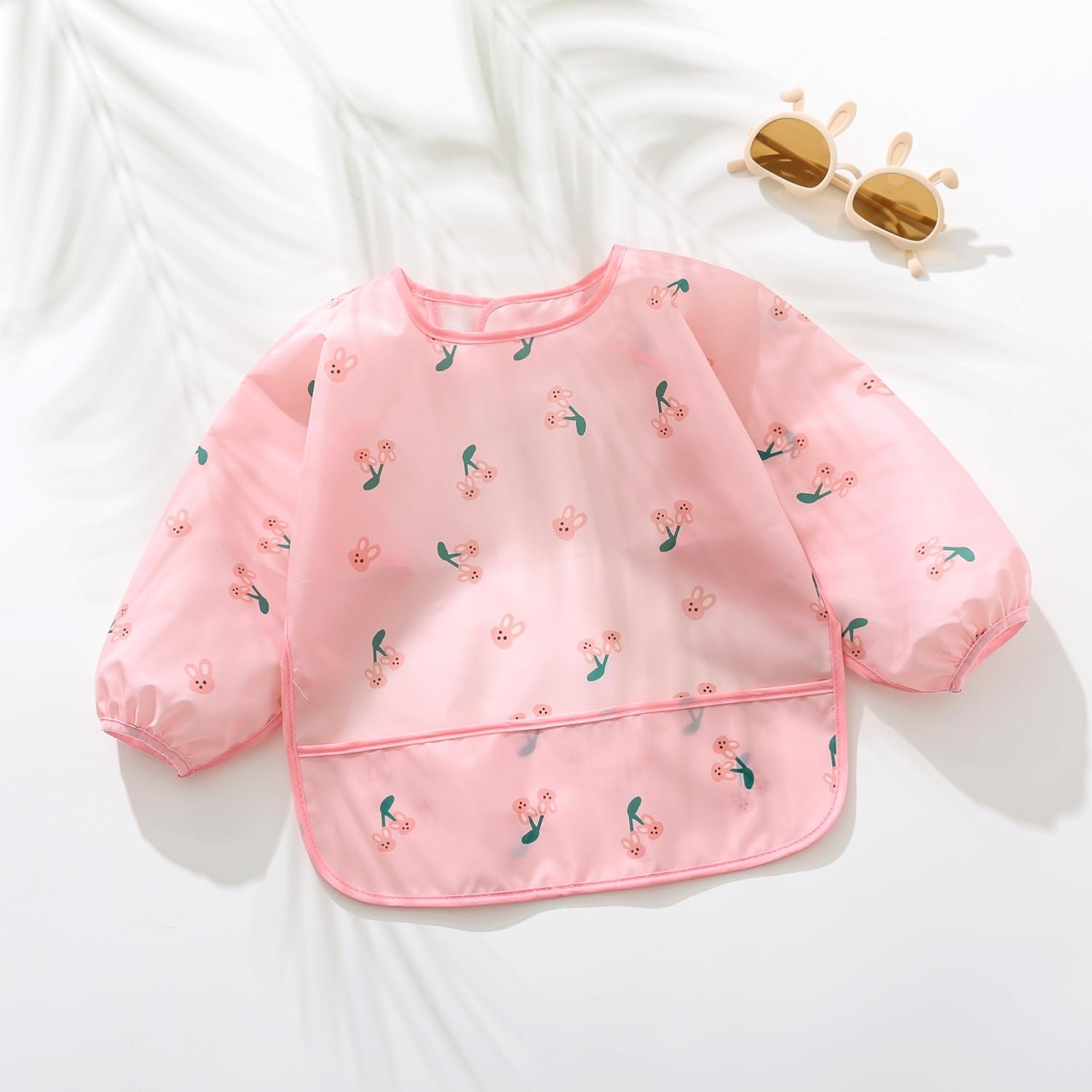 Bavoirs Manches Longues, 5 Pièces, Bebe Bavoir Imperméable Tablier d'Alimentation avec Poches 3-30 Mois