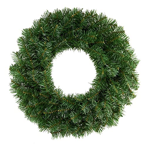 40cm Classic Decorative Christmas Wreath, Artificial Green Xmas Wreath for Indoor & Outdoor Home Decoration Ornament, Green (Green)