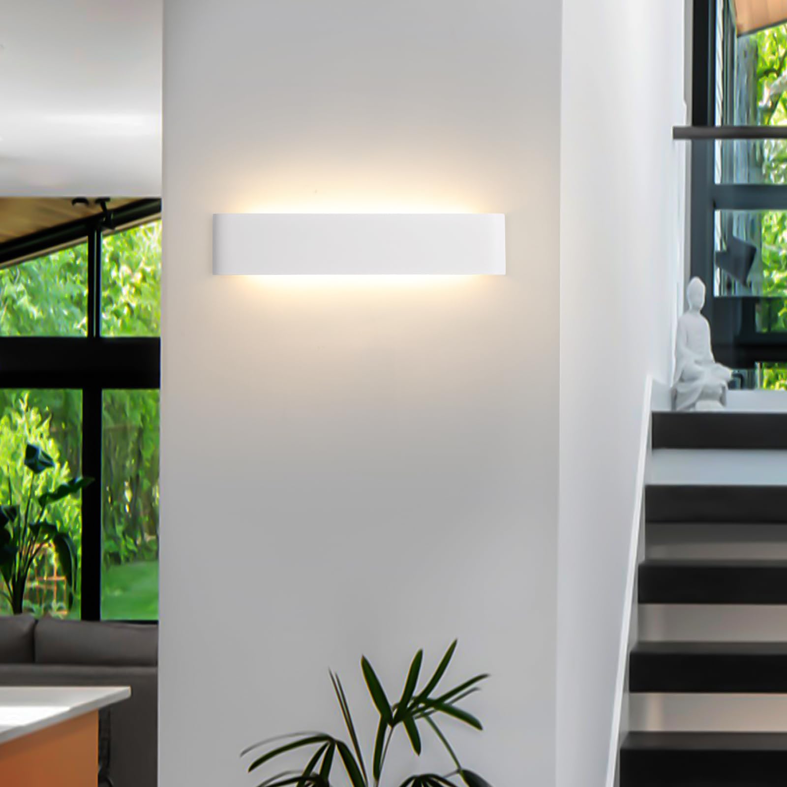 YCZM Applique da Parete Interno 24W,Lampada LED Parete Interni 3000K/4000K/6500K Temperature a tre colori opzionale,Applique LED da Parete Interno 38CM 2880LM,Lampada a Muro 4 Pezzi Bianco
