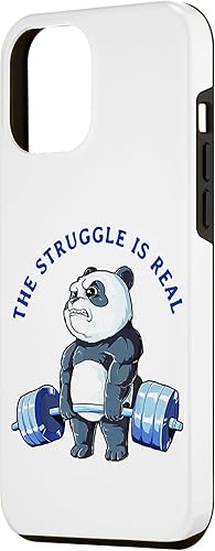Miniatura 2 de Funda divertida para iPhone 13 Pro Max con diseño de panda The Struggle is Real Bear Deadlift