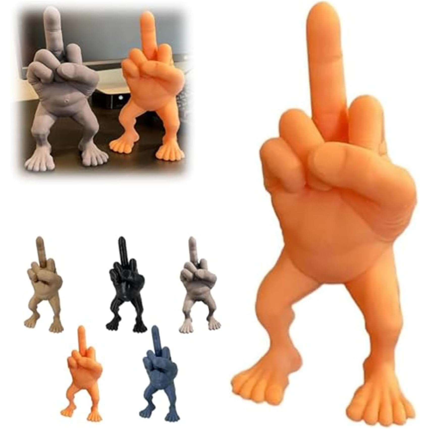Figurine Humoristique Doigt D'honneur Avec Jambes - Sculpture En Résine, Décoration Décalée - Pour Bureau, étagère, Cadeau Insolite
