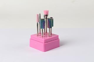 AiScrofa Nail Drill Bits, 7Pcs Tungsten Carbide Diamond Carbide Nail Drill Bits Set Nail File Bits 3/32 inch for Acrylic Gel Nails Cuticle Manicure Pedicure (rose red)
