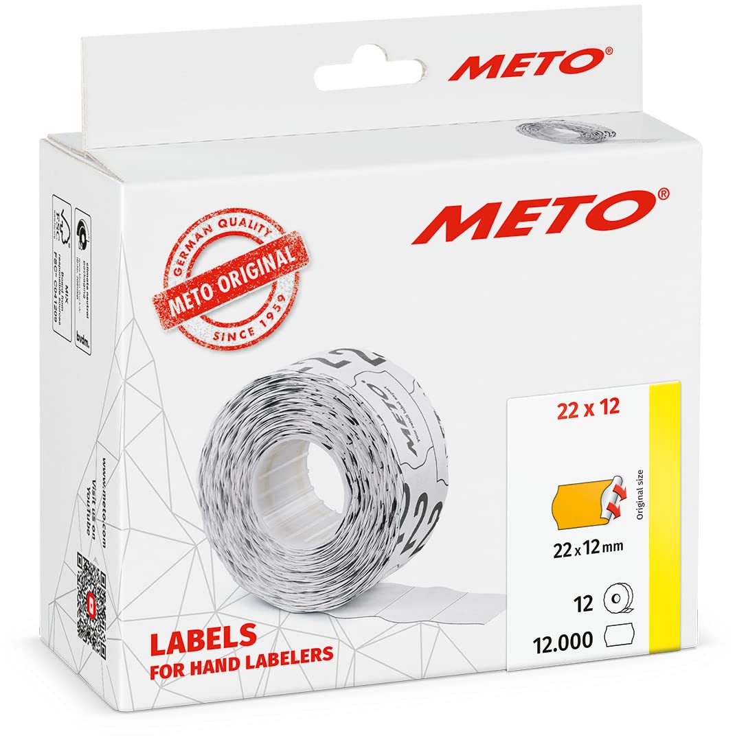 Meto Price Gun Labels 22 x 12 mm Permanent Fluorine Orange Pack of 12,000