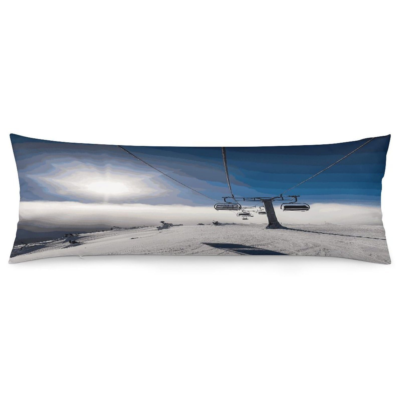 Ski Lift at Sunshine Pillow Cover with Zipper Pillow Case Super Soft and Cozy Body Pillowcase 19 X 53 Inches Luxury Long Pillowcase for Couch Sofa Chair Bed Home Decor Pillows Cover