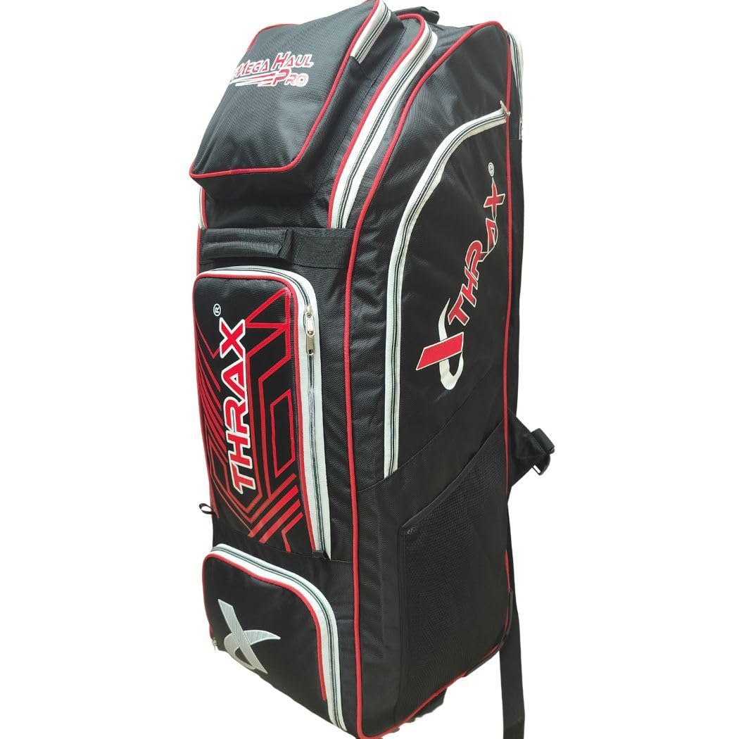 THRAX Mega Haul Pro Cricket Kit Bag Colour Black Red with with (Tractor Wheels)-image-44