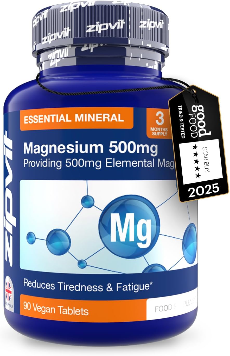 Magnesium 500mg of Elemental, High-Strength Magnesium Supplement, 3 Month Supply, 90 Vegan Tablets, Supports Muscle, Bone & Energy