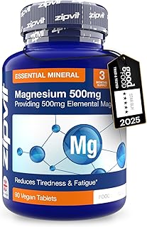 Zipvit Magnesium 500mg of Elemental, High-Strength Magnesium Supplement, 3 Month Supply, 90 Vegan Tablets, Supports Muscle, Bone & Energy