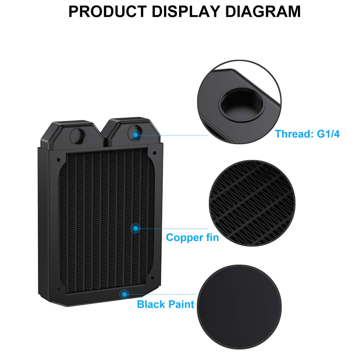 Radiatore per computer di raffreddamento ad acqua, 12 tubi in rame spesso scambiatore di calore radiatore di raffreddamento a liquido G1/4 filo filo filo dissipatore 120 mm per CPU PC Laser
