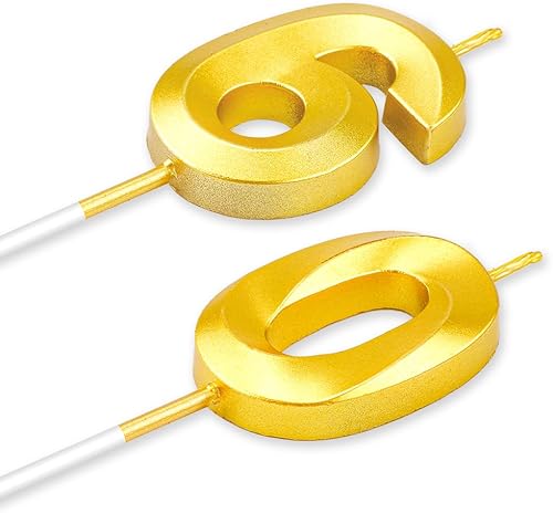 Miniatura 4 de Decoración para pastel y velas de cumpleaños número 60, números dorados para decoración de cumpleaños, decoraciones de fiesta