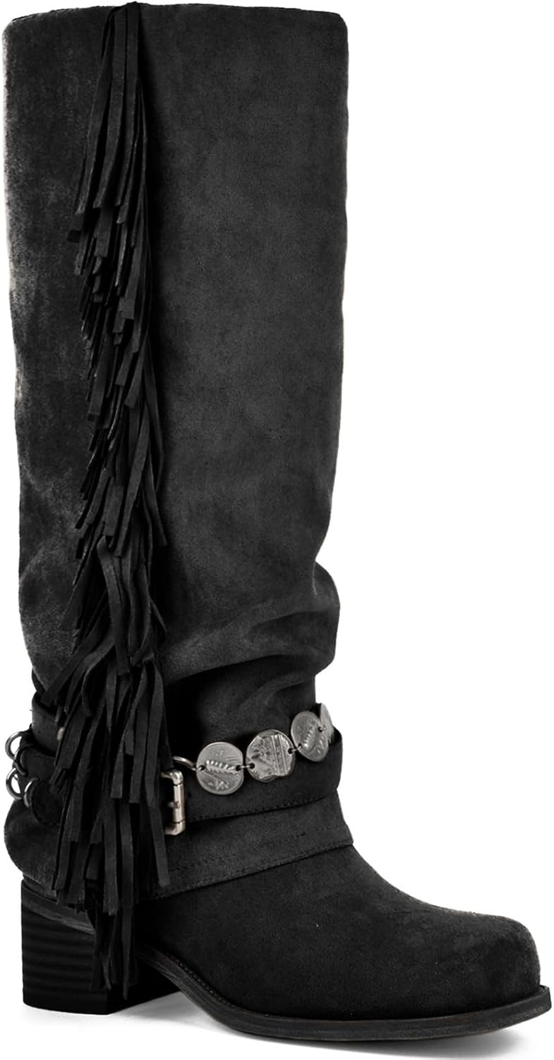 KISTANIA Women's Riding Boots - Chunky Heel Comfort