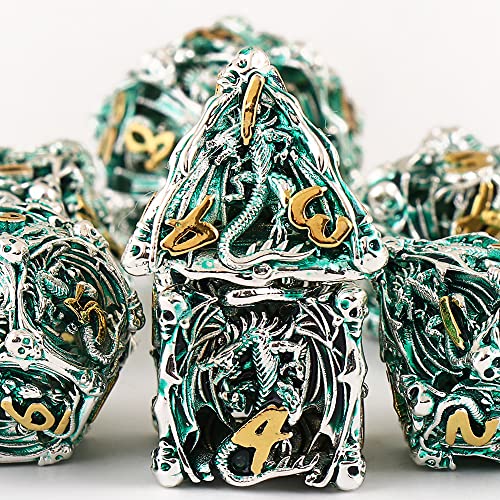 Metal Dice Dnd Set Role-Playing Dragon Dice D&D 7-Piece Copper Hollow Polyhedral Dice Suitable For Dungeons And Dragon Rpg Explorers Savage World And Table Games #TOP13
