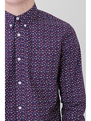Pretty Green Mens Rindle LS Shirt Camisa, Azul (Mid Blue), XX-Large para Hombre