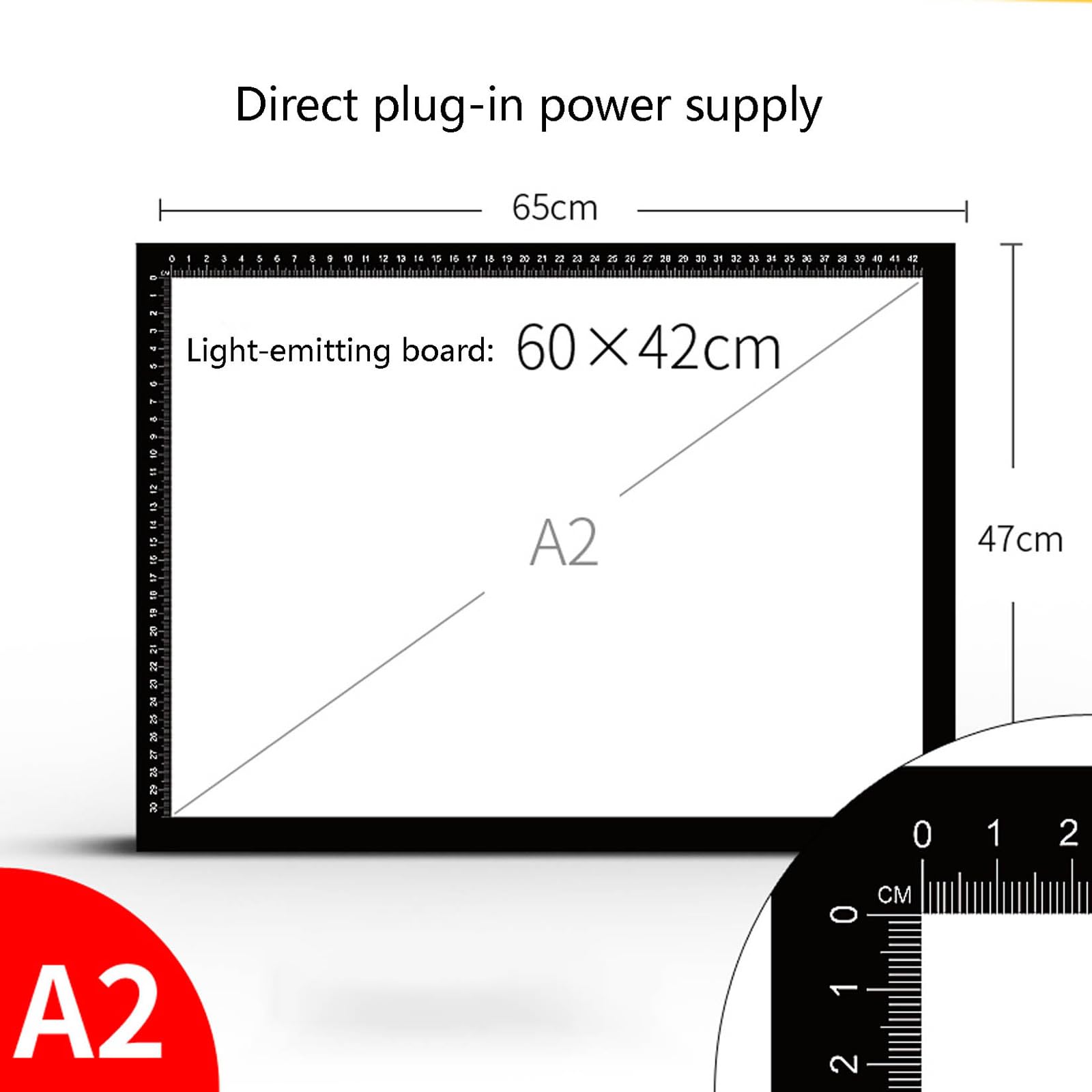 A4,A3,A2,A1,A0,Leuchttisch,Leuchtkasten,LED Augenschutz Lampe, Stufenlos Dimmbar,8mm Ultradünn,Zum Zeichnen,Skizzieren,Animieren, Diamantsticken (A2)