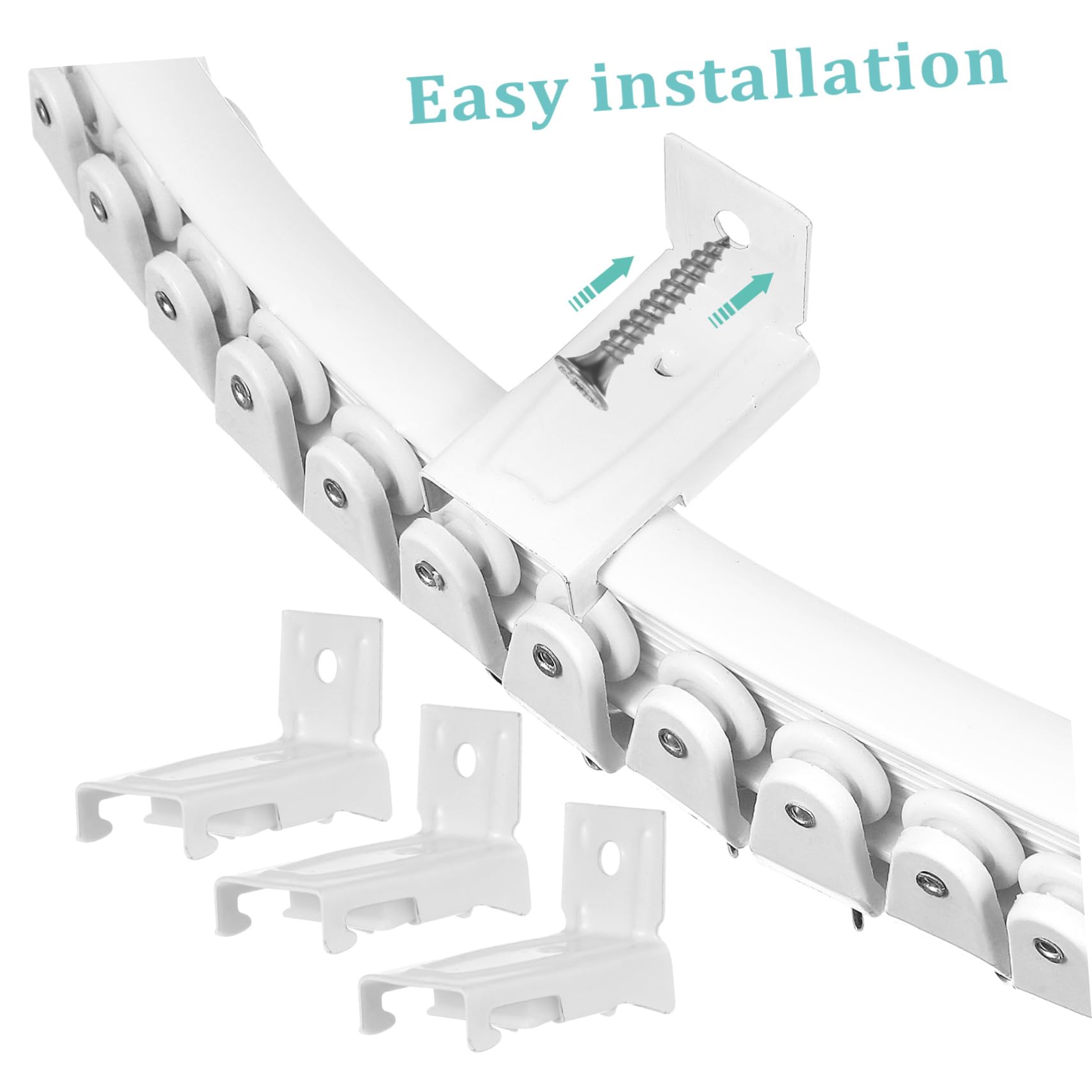 Rail de Rideau Flexible pour Mur Système de Fixation Rail Coulissant pour Séparation Rideaux Incurvés