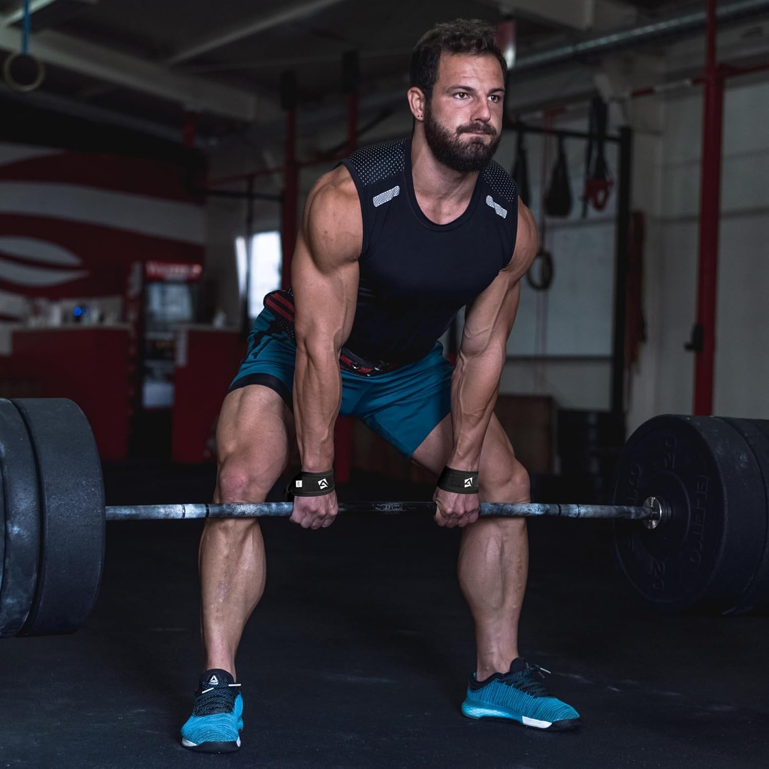 AQF Cinghie Sollevamento Pesi con Neoprene Imbottito – Straps Palestra Antiscivolo per Deadlift, Trazioni, Bodybuilding