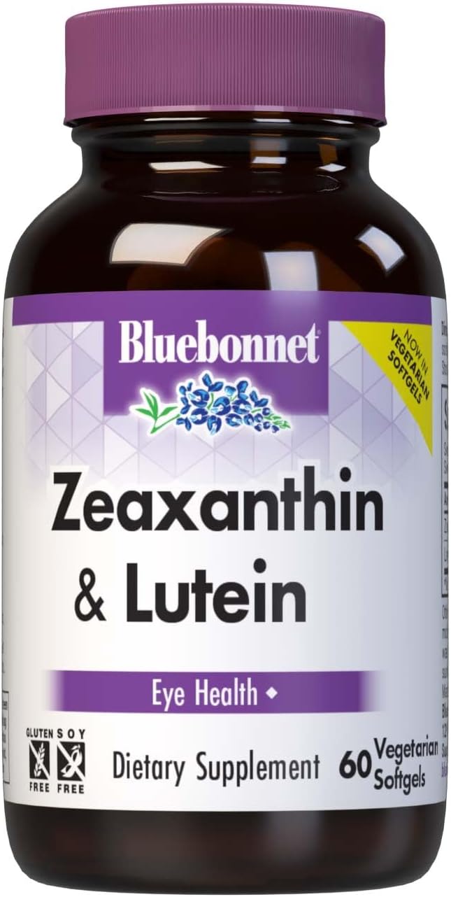Bluebonnet Nutrition Zeaxanthin & Lutein, Eye Health*, Gluten-Free, Dairy-Free, 60 Vegetarian Softgels, 60 Servings