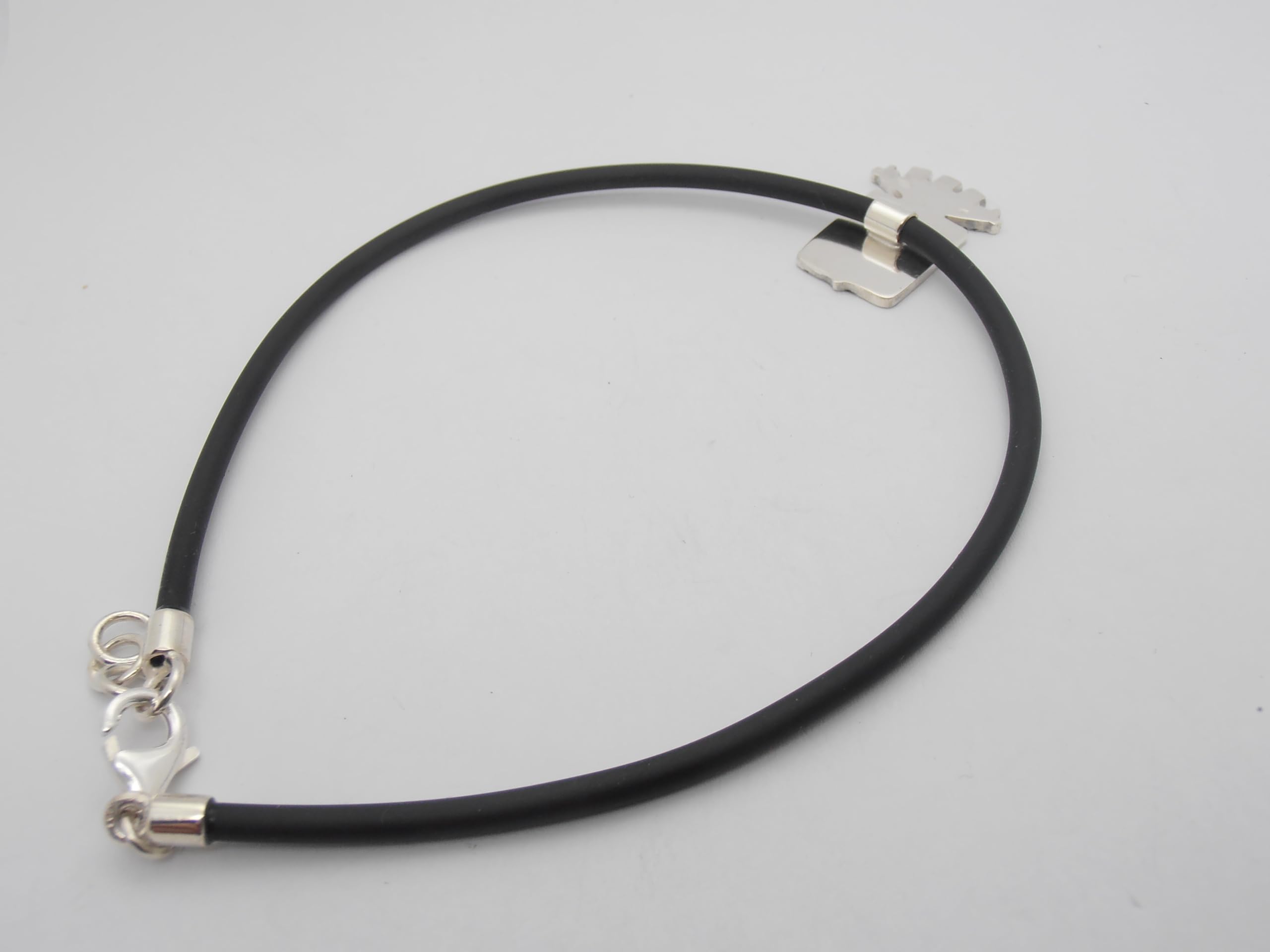 Marina Militare Italiana : Braccialetto in Argento 925 e Caucciù - Bracciale con lo Stemma - Fregio - Simbolo - Marinaio