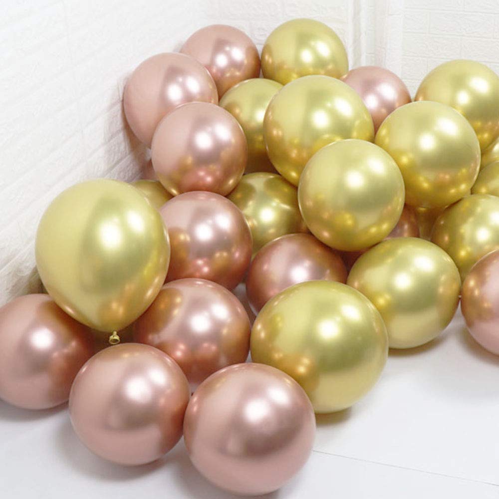 60pcs Metallic Chrome Rose Gold Balloon And Gold Latex Balloon for Baby Shower, Bridal Shower, Engagement, Bachelorette, Wedding, Birthday Party Decorations