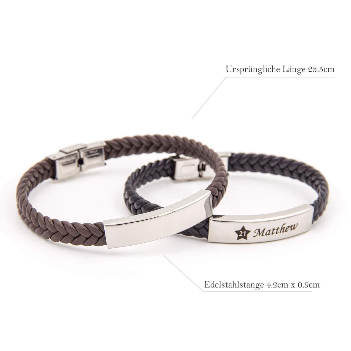 TMT Personalisiertes Leder Armband mit Gravur | braun schwarz| mit namen für Männer und Jungs Geschenk für Ihn | Jahrestag Valentinstag Geburtstag Glücksbringer
