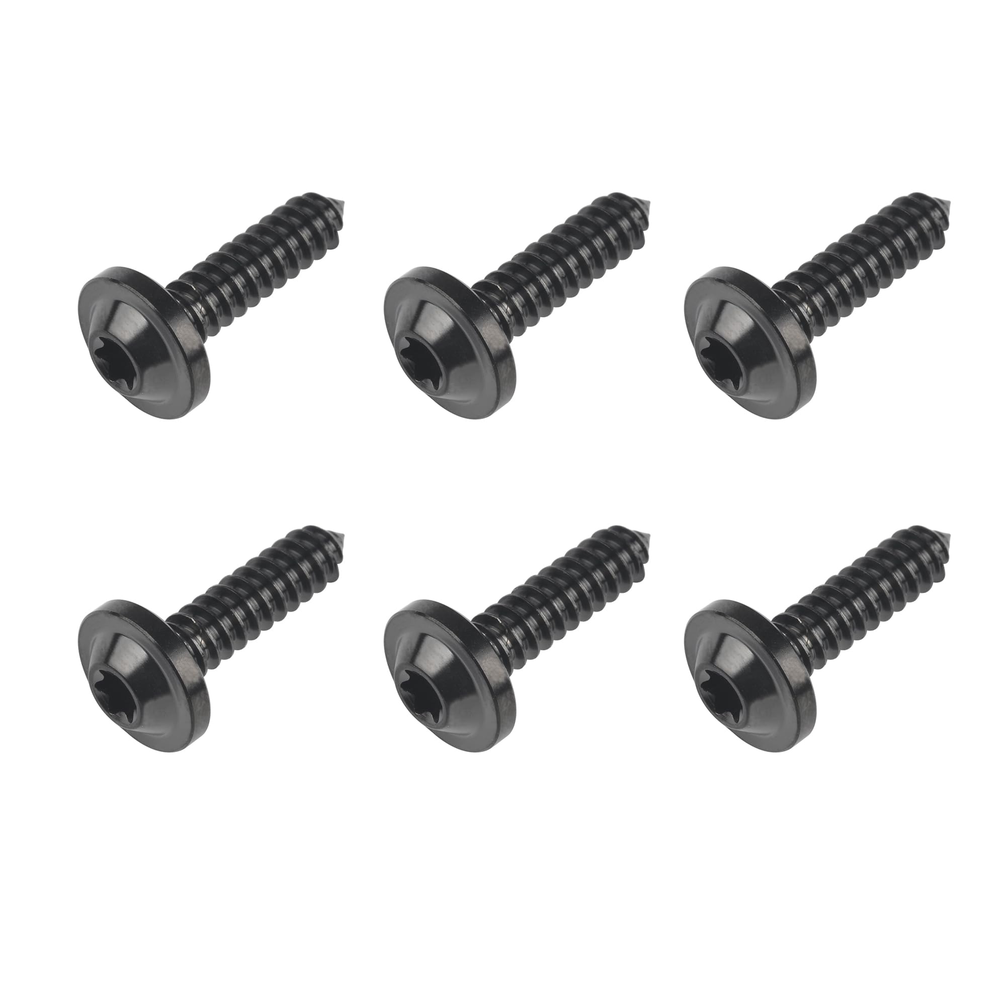 DWAMMEBRS M4 M5 M6x15 17 20 25mm Self-tapping Screws T25 Torx Head Motorcycle Bolt Pack of 6(Black,M4x15mm)
