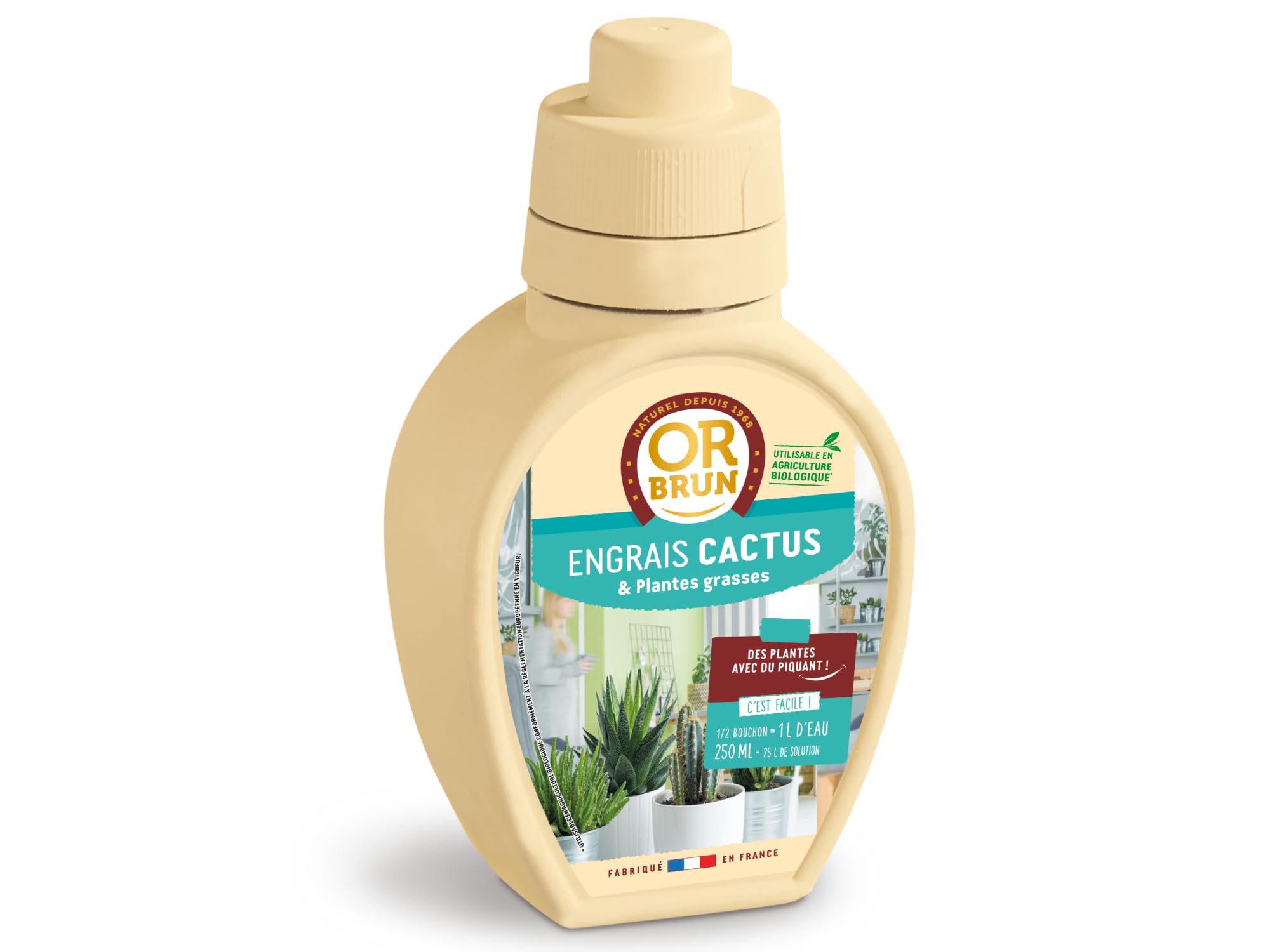 OR BRUN Engrais Cactus & Plantes Grasses - 250ml - Enrichit Les Plantes - Fabriqué En France - Utilisable En Agriculture Biologique OBRECLCACTUS250