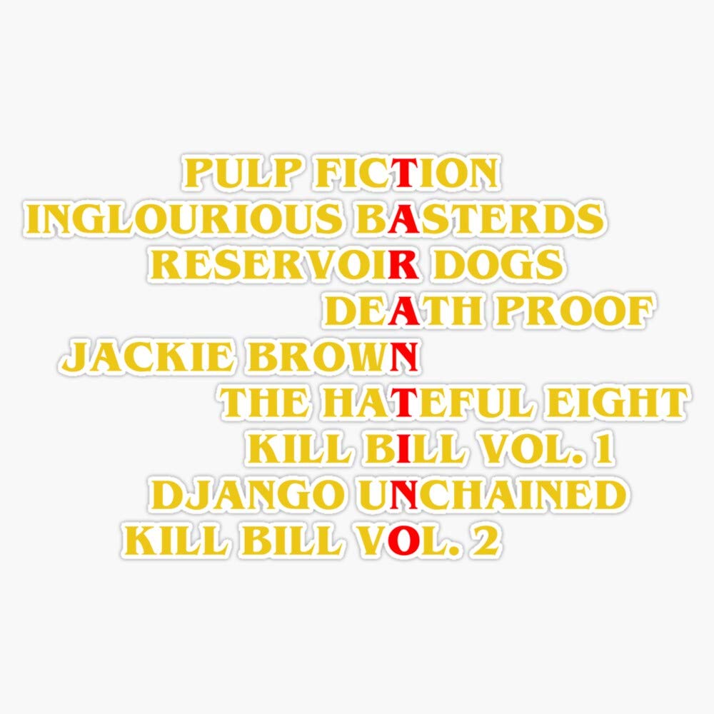 - Quentin Tarantino Films Vinyl Waterproof Sticker Decal Car Laptop Wall Window Bumper Sticker 5"