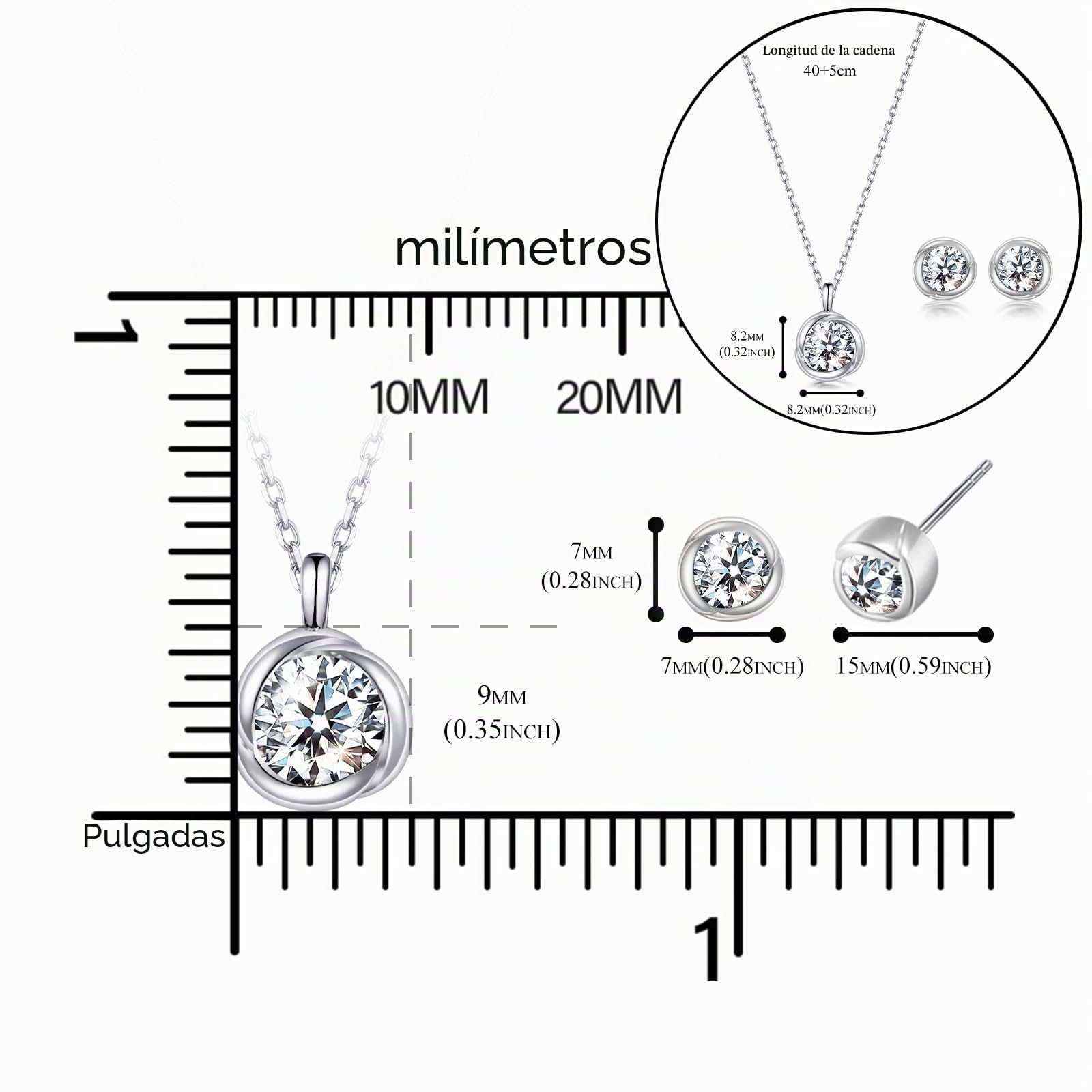 immobird Conjunto Joyas Mujer Plata de ley 925 de Rosas con Piedra Natal