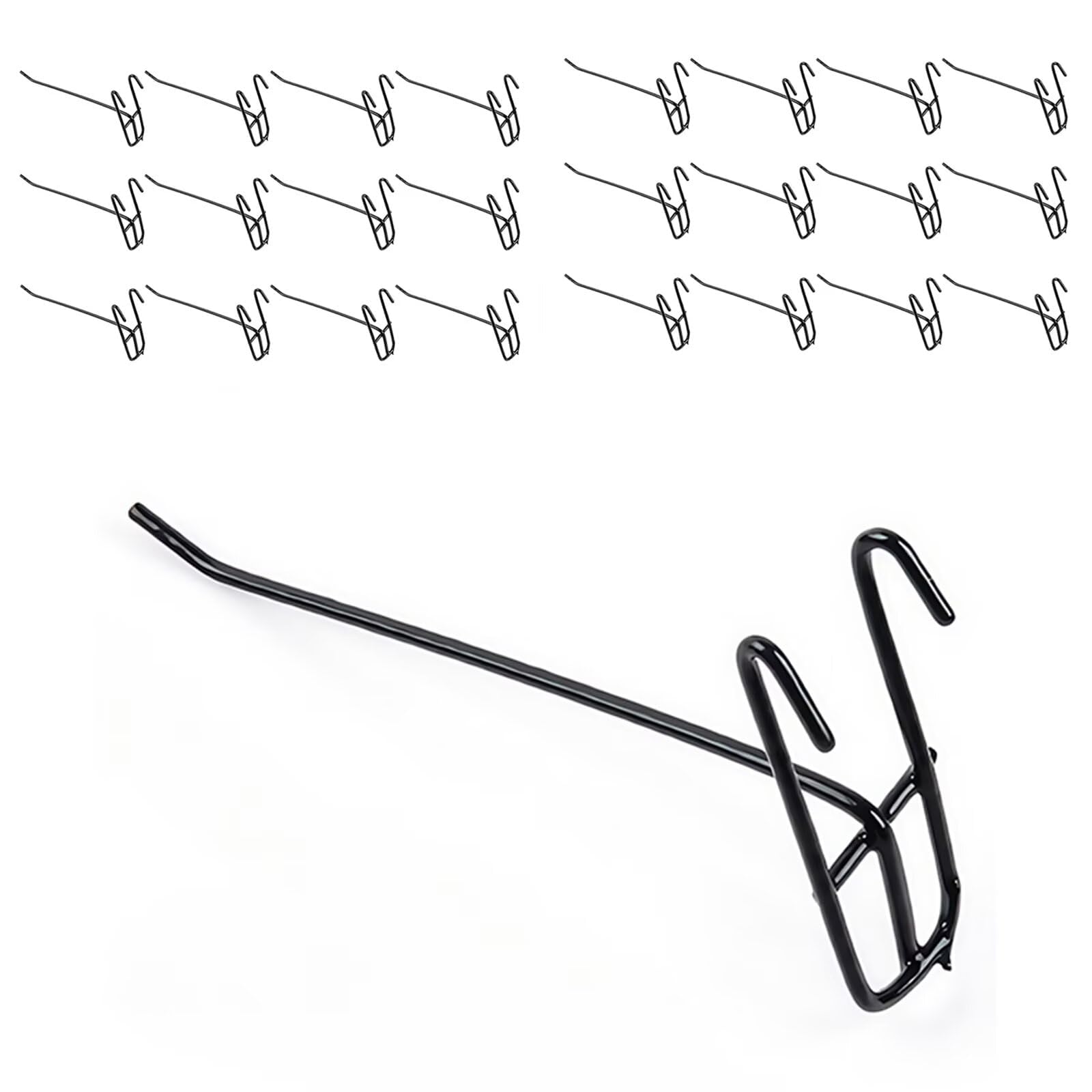 Photo 1 of Boobysuu 4 Inch Gridwall Hooks, 25 Pack Black Multifunctional Display Hangers, Wall Mount Storage Panel Hooks, for Store Garage Wall, Retail, Garage & Home Organization, Custom Displays, Craft Shows