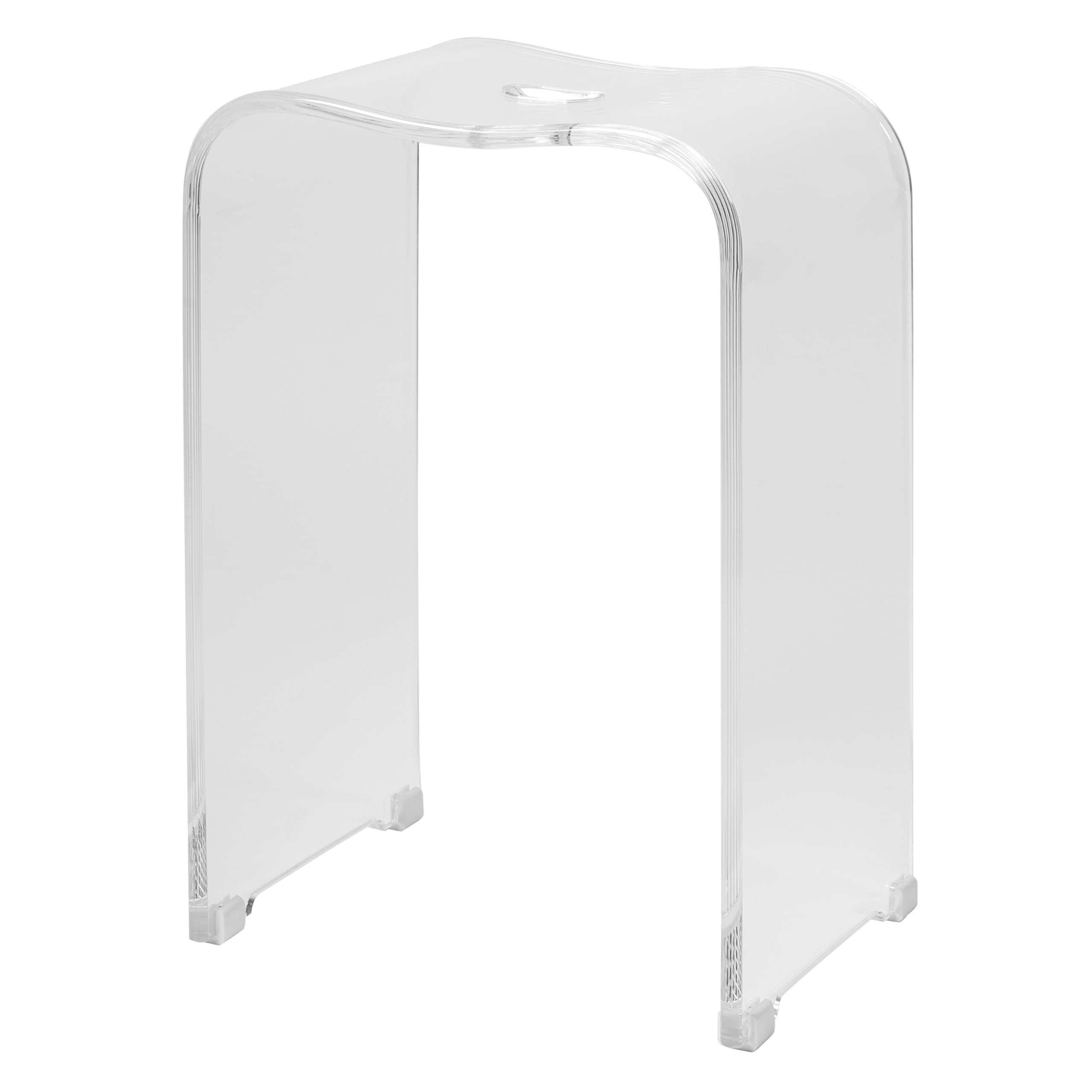 Bremermann Transparent Bathroom Stool, Shower Stool, Approx. 33 X 27.5 X 48 Cm (W X D X H), With Recessed Grip, Ergonomically Shaped, Maximum Load 130 Kg (Acrylic-)