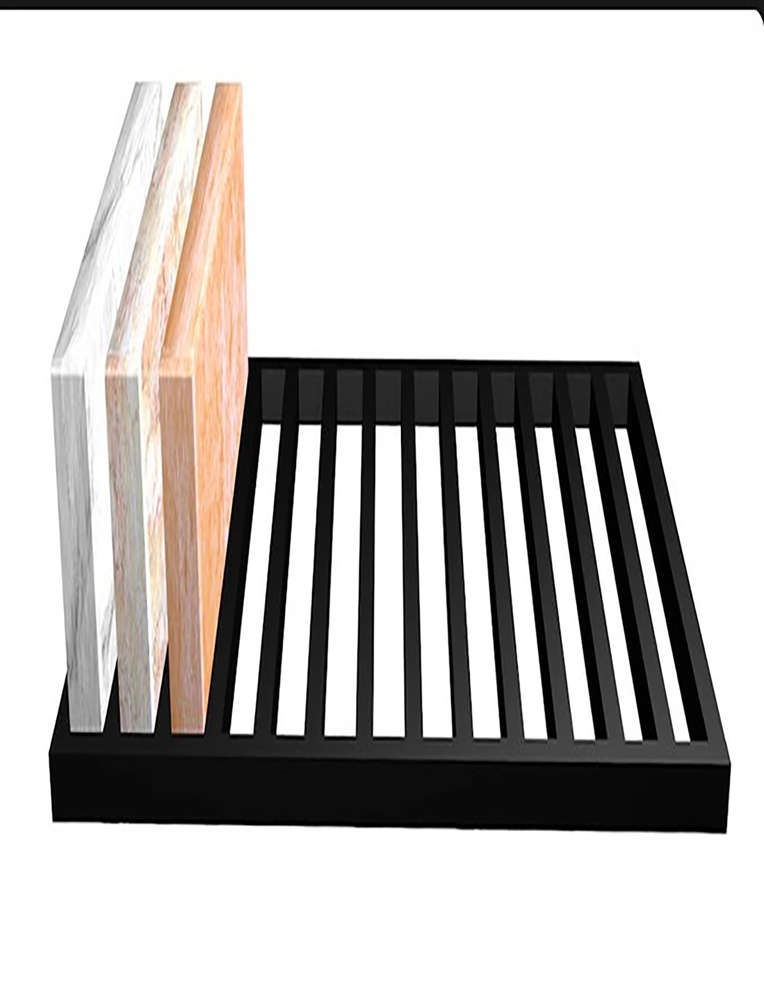 NIUSABOU Floor Tile Display Stand, Black Metal Marble Tile Sample Rack 15.4x13x2.4 Inches