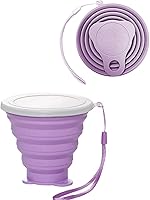 Vista 8 de Taza plegable de silicona, tazas plegables para campamento, taza plegable con tapas, taza de café plegable, taza reutilizable (azul)