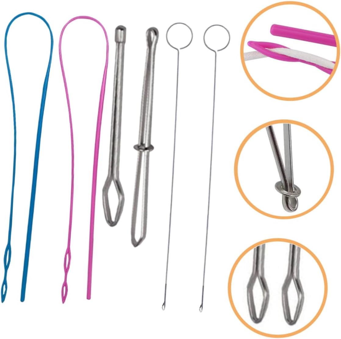 IWOWHERO Metal Drawstring Threader for Sewing Machine Elastic Sewing Gadget for Threader Threading Tool Loop Turner for Pants Home Accessory Auxiliary Threading Tool