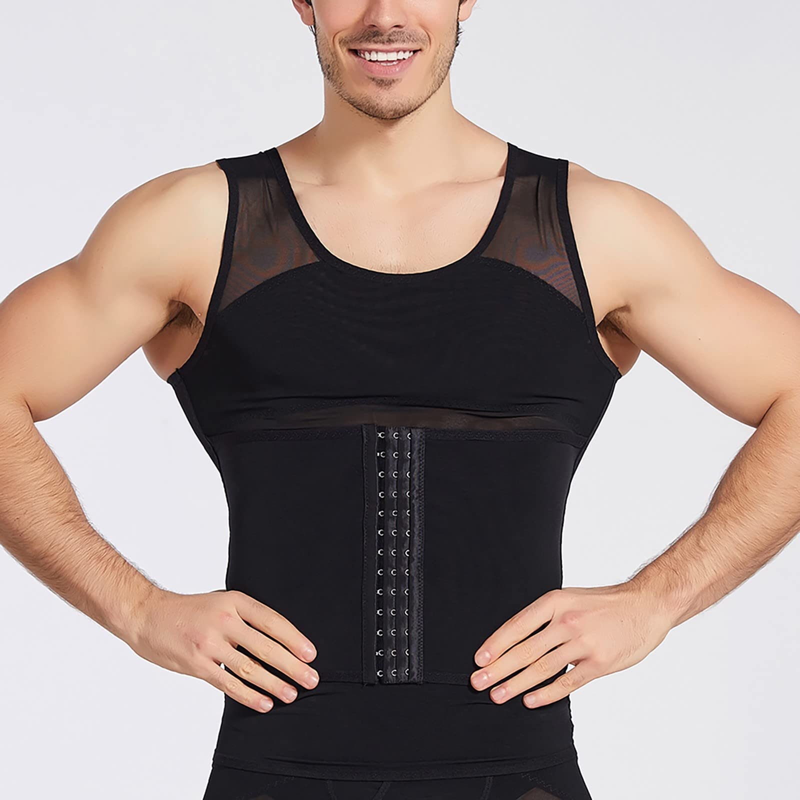 Generisch Camiseta de compresión moldeadora sin mangas para hombre, transpirable para entrenamiento de abdomen