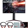 LG 27GN950-B 27 inch Ultragear 4K UHD Nano IPS 1ms 144Hz G-Sync Gaming Monitor Bundle with Deco Gear HDMI Cable 2 Pack Gamer Surface Mousepad Screen Cloth