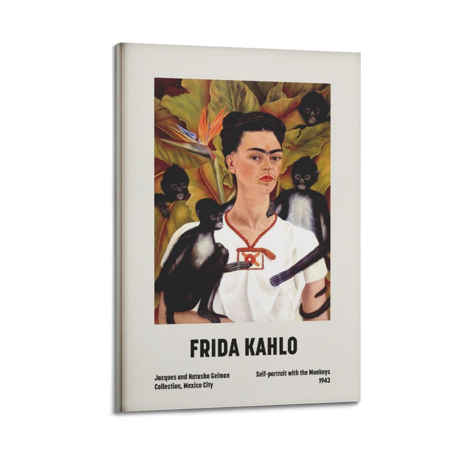 xiaoxiaoshen Frida Kahlo Self Portrait With Monkeys Canvas Poster Wall Art Prints Room Aesthetic Murals Bedroom And Living Decorations 20x30inch(50x75cm)
