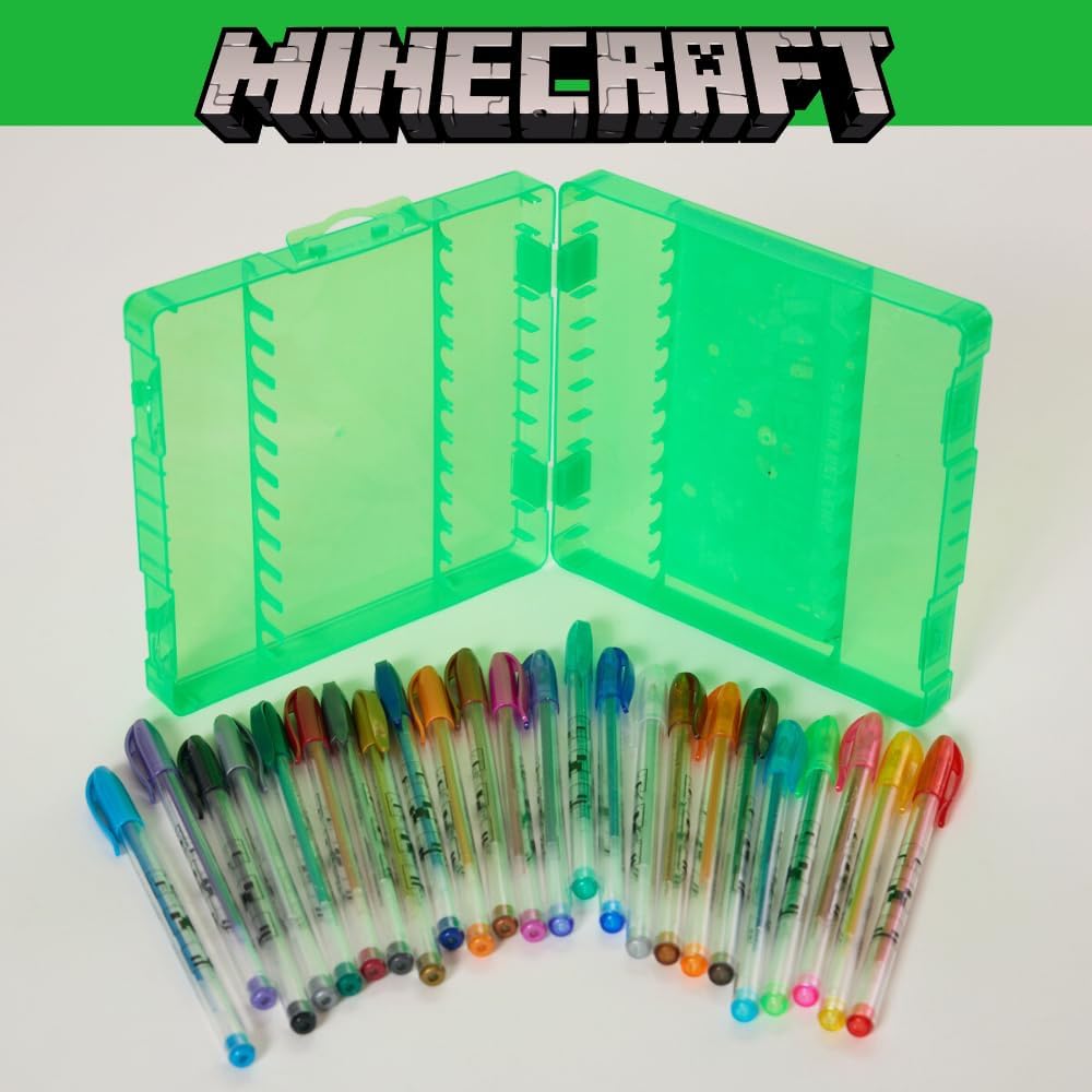 Innovative Designs Minecraft Gel Pens Set for Kids, 24 Pack with Glitter Gel Pens, Cute Pens for Boys and Girls