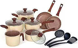 Jogo de Panelas Indução Antiaderente Cerâmico 10 Peças com Utensilios Mimo Style