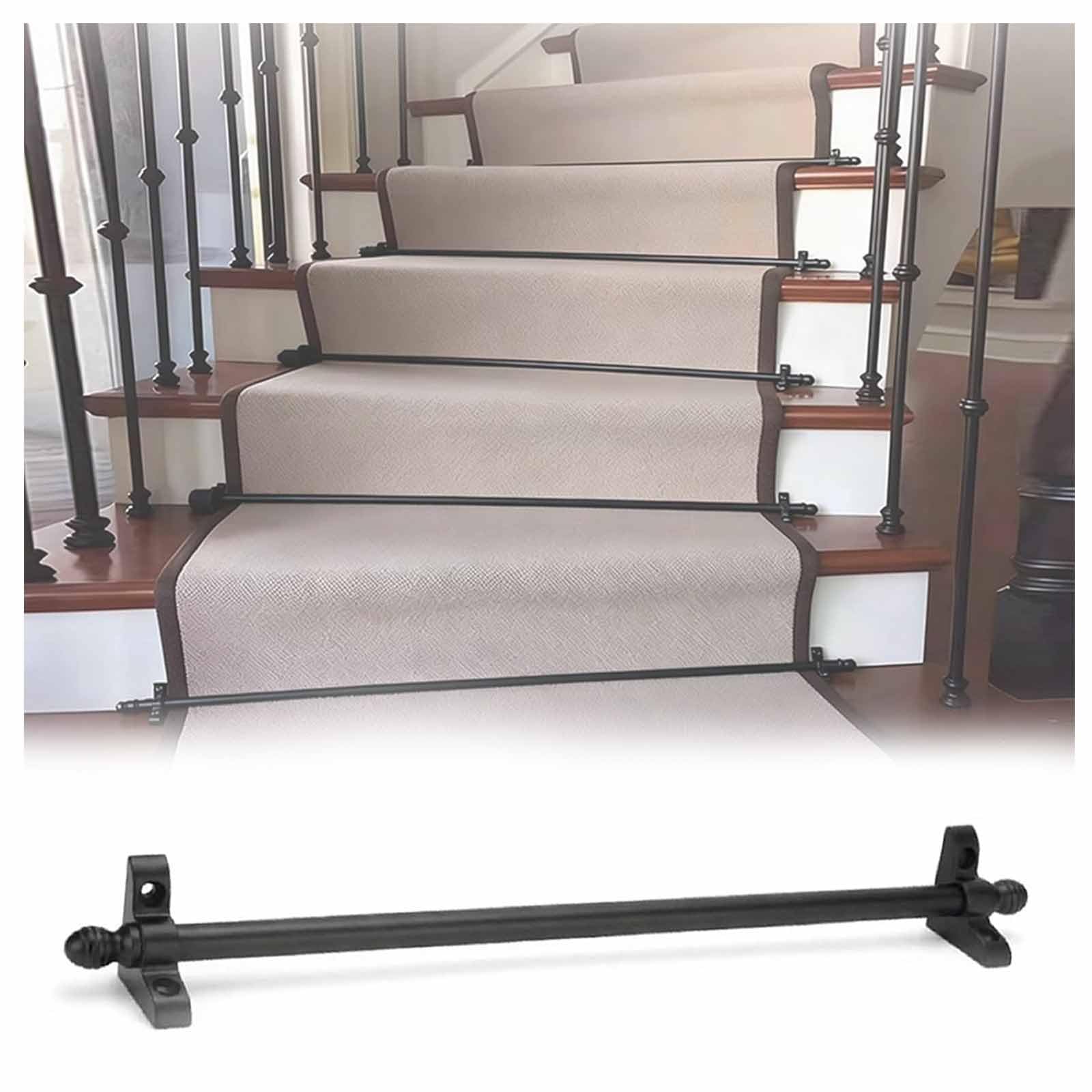 Generisch Treppenstangen aus massivem Messing für Teppichläufer – 14 Stück, 66–86 cm verstellbare Länge, minimalistisches Design in Schwarz, einfache Montage für sicheren Halt der Teppiche, ideal für